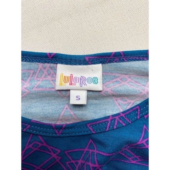 LuLaRoe Irma Blue Purple Geometric Pattern High Low Tunic Top Small - Picture 6 of 6